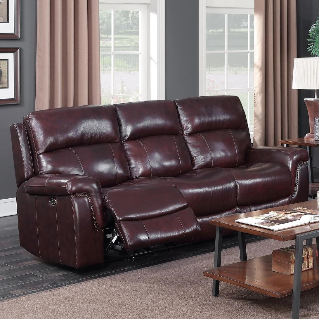 Happy Leather Company 1387A Power Sofa with Nailhead Trim Royal